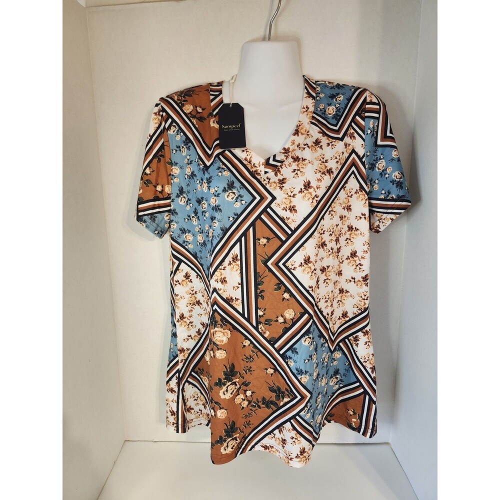 Sampeel V Neck Silky Feel Blouse Size Large